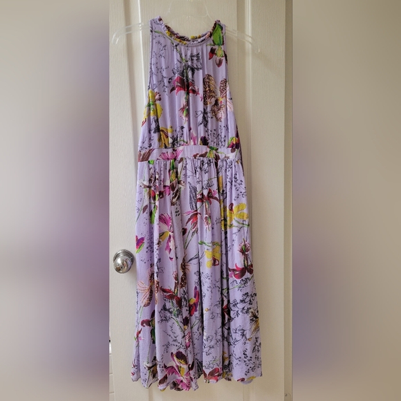 Anthropologie Purple Pleated Midi Dress - Picture 2 of 5